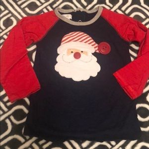 Mudpie Santa shirt with button detail